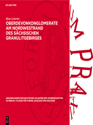 cover image of Oberdevonkonglomerate am Nordwestrand des sächsischen Granulitgebirges